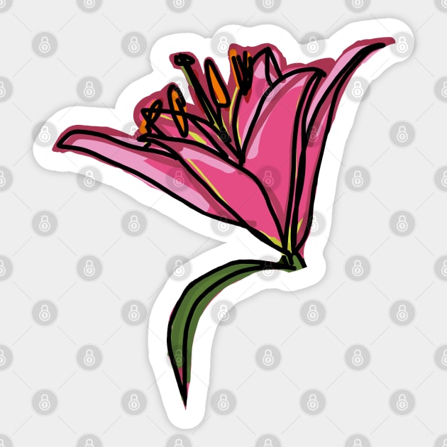 Pink Lily Flower Digital Painting Sticker by ellenhenryart